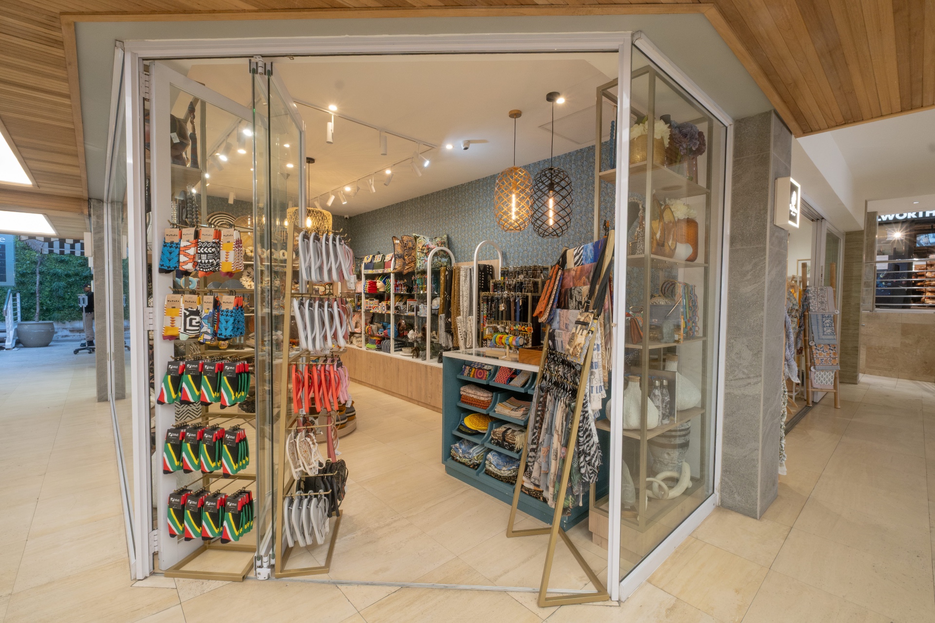 Safara African Artisan Store entrance on the Camps Bay promenade, Cape Town